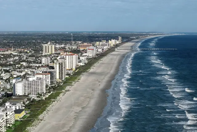 Aerial view of Jacksonville Beach on the Atlantic coast, Duval County, Florida